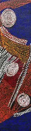 Bill Whiskey Tjapaltjarri, Rockholes near the Olgas, synthetic polymer paint on canvas, 120 x 31 cm
