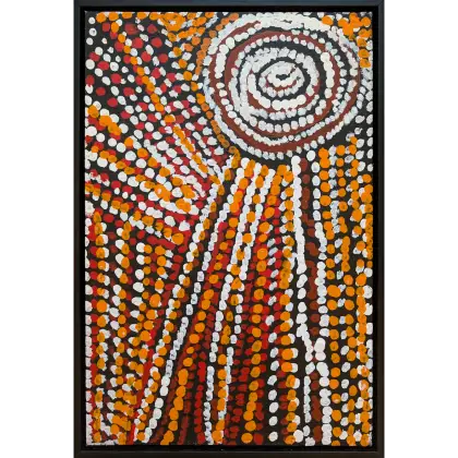 Bill Whiskey Tjapaltjarri, Untitled, -, synthetic polymer paint on canvas board, 25.4 x 38.1 cm