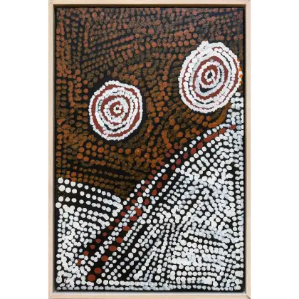 Bill Whiskey Tjapaltjarri, Untitled, -, synthetic polymer paint on canvas board, 25.4 x 38.1 cm