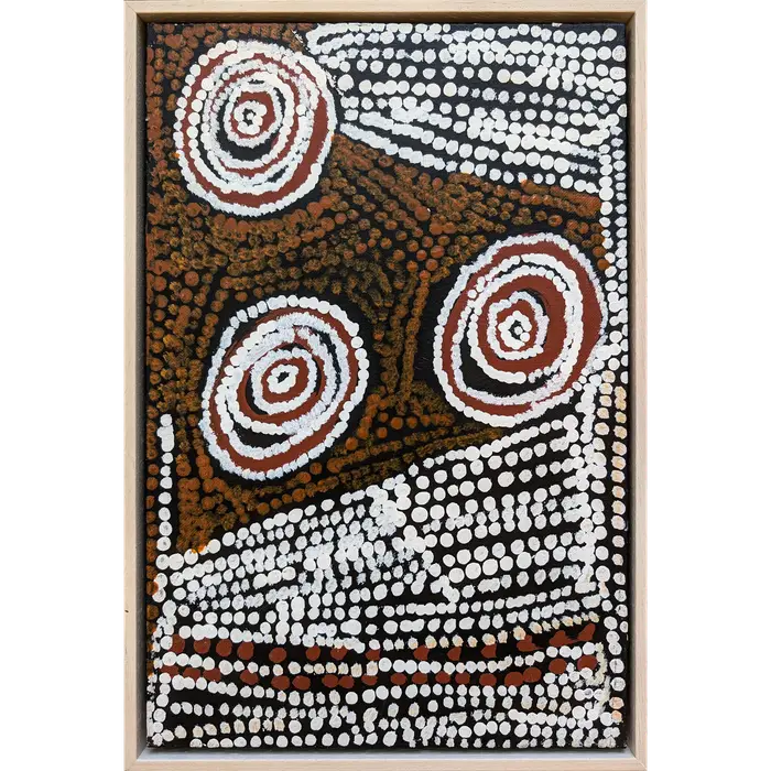 Bill Whiskey Tjapaltjarri, Untitled, -, synthetic polymer paint on canvas board, 25.4 x 38.1 cm