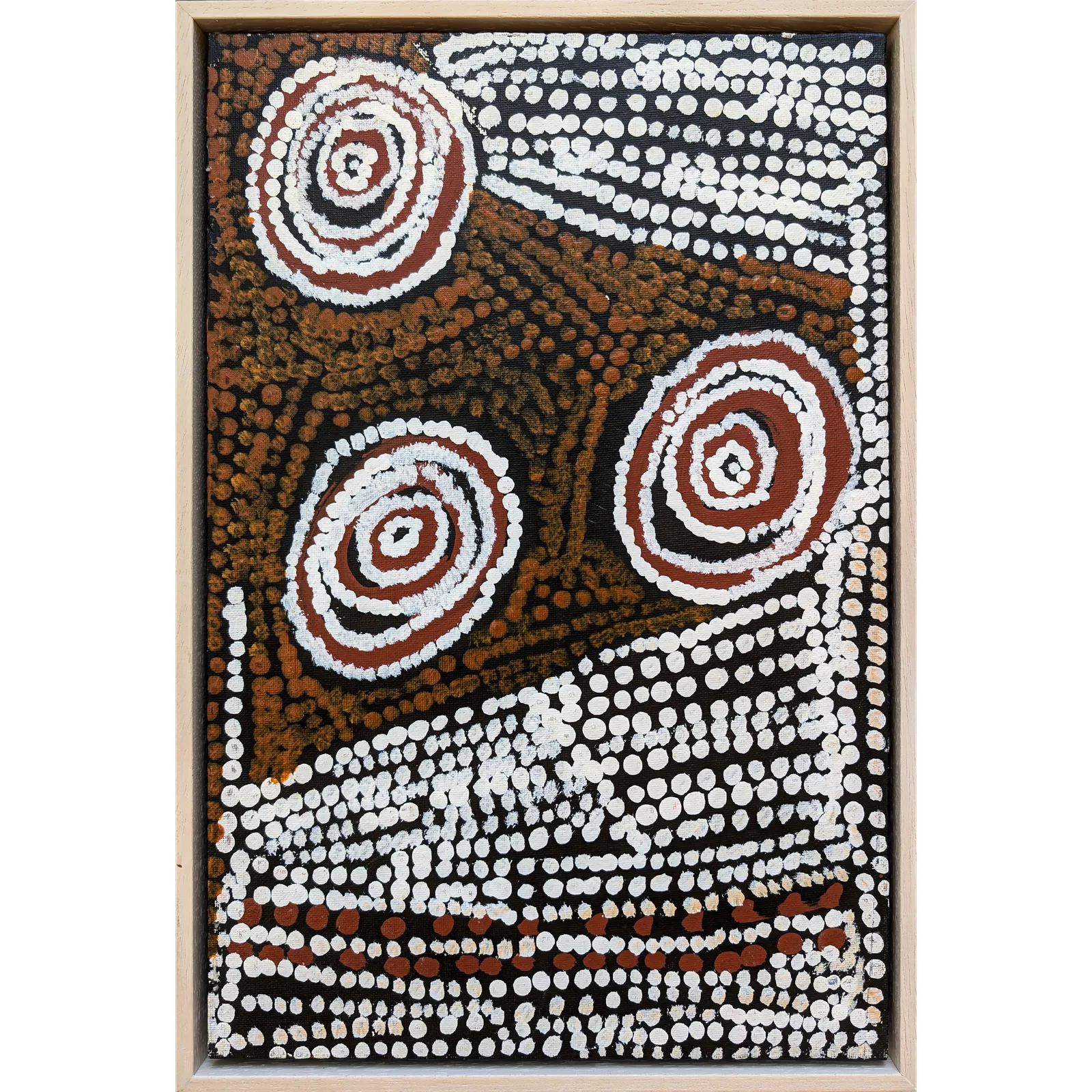 Bill Whiskey Tjapaltjarri, Untitled, -, synthetic polymer paint on canvas board, 25.4 x 38.1 cm