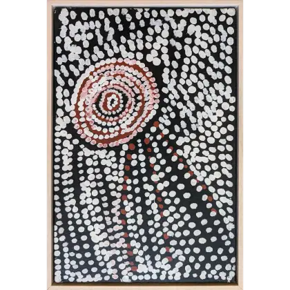 Bill Whiskey Tjapaltjarri, Untitled, -, synthetic polymer paint on canvas board, 25.4 x 38.1 cm