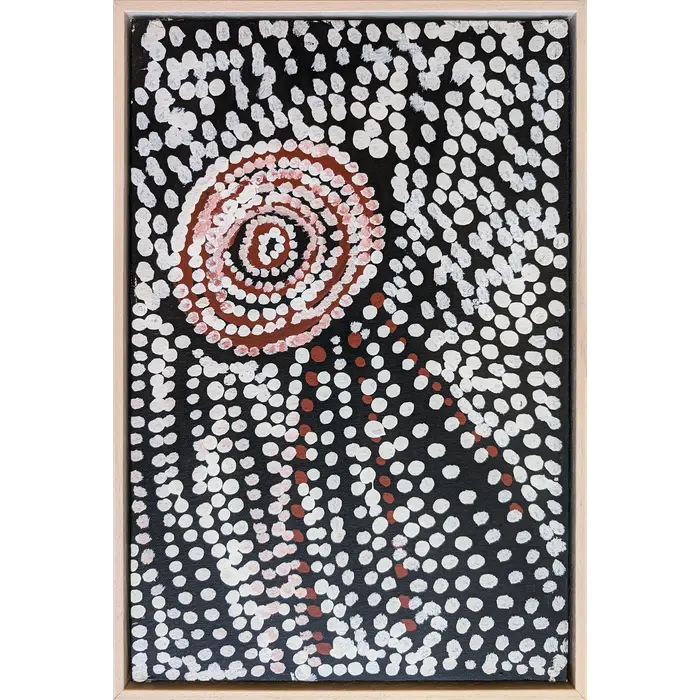 Bill Whiskey Tjapaltjarri, Untitled, -, synthetic polymer paint on canvas board, 25.4 x 38.1 cm
