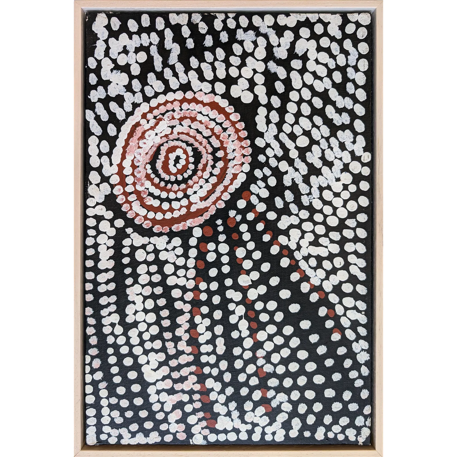 Bill Whiskey Tjapaltjarri, Untitled, -, synthetic polymer paint on canvas board, 25.4 x 38.1 cm