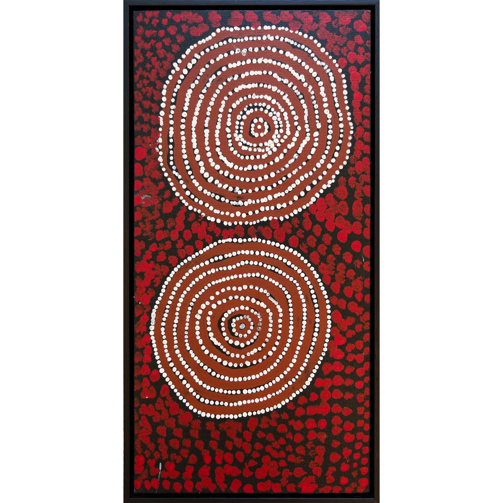 Bill Whiskey Tjapaltjarri, Untitled, -, synthetic polymer paint on canvas board, 25.4 x 50.8 cm