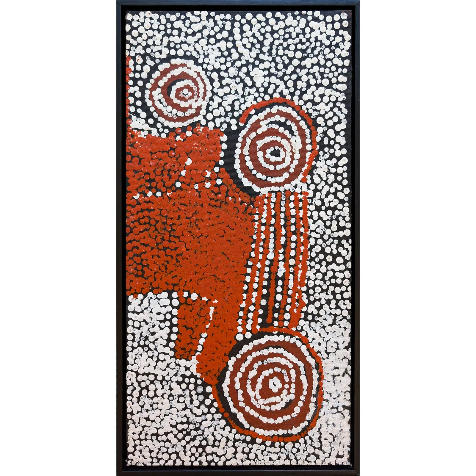 Bill Whiskey Tjapaltjarri, Untitled, -, synthetic polymer paint on canvas board, 25.4 x 50.8 cm