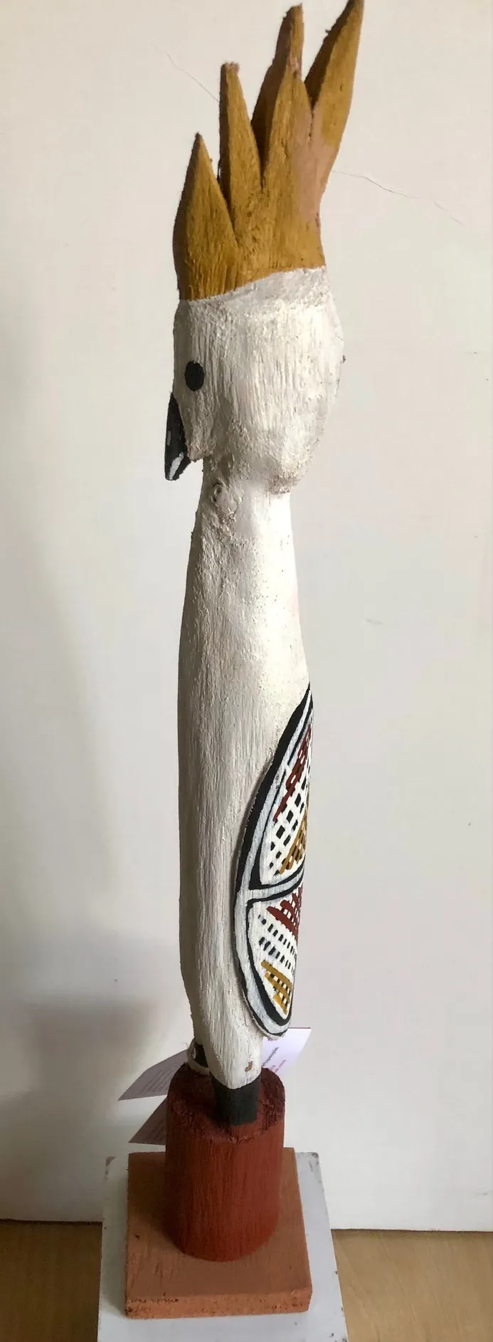 Gleeson Nabulwad, Ngarradj (Cockatoo), 2021, wood carving, 6 x 46 cm