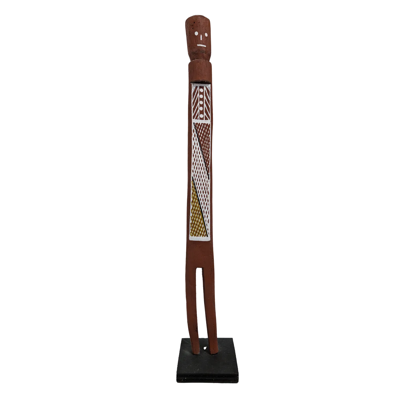 Gleeson Nabulwad, Mimih Spirit, 2021, natural earth pigments on carved wood, 4 x 62 cm