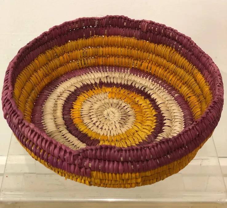 Ethelita Lunnguy, Untitled, 2022, coiled pandanus basket, 15 x 5 cm