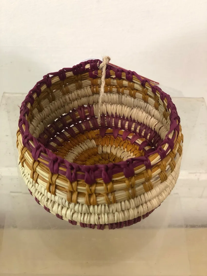 Ethelita Lunnguy, Untitled, 2022, coiled pandanus basket, 5 x 9 cm