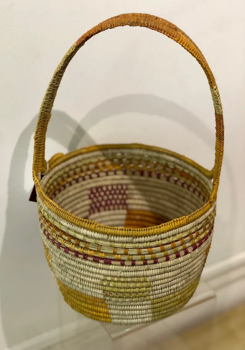 Roxanne Naborlhborlh, Untitled, 2022, coiled pandanus basket, 20 x 35 cm