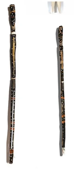 Paddy Wainburranga Fordham, Balangjalngalan (Sprit Figures), 1996, 258 x 8 cm; 156 x 5 cm
