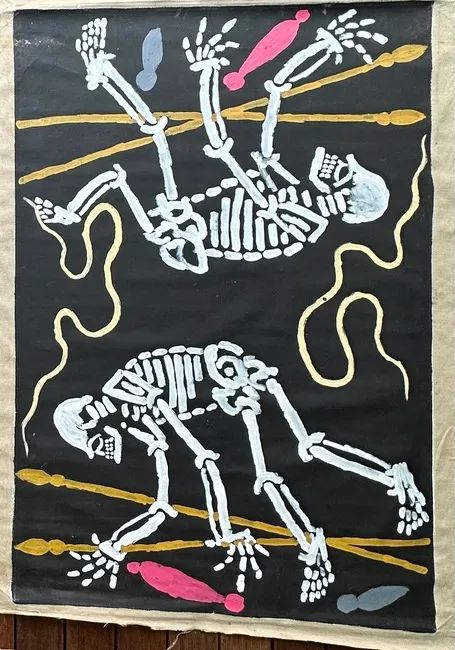 Clifford Possum Tjapaltjarri, Two Jangula Men, 1999, synthetic polymer paint on canvas, 119 x 181 cm