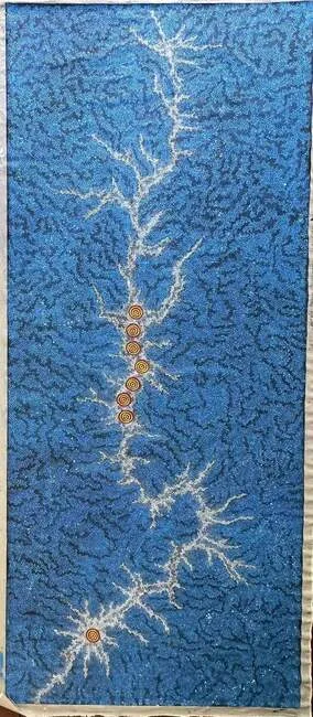 Gabrielle Possum Nungarrayi, Seven Sisters Dreaming, 2010, synthetic polymer paint on canvas, 190cm x 447cm