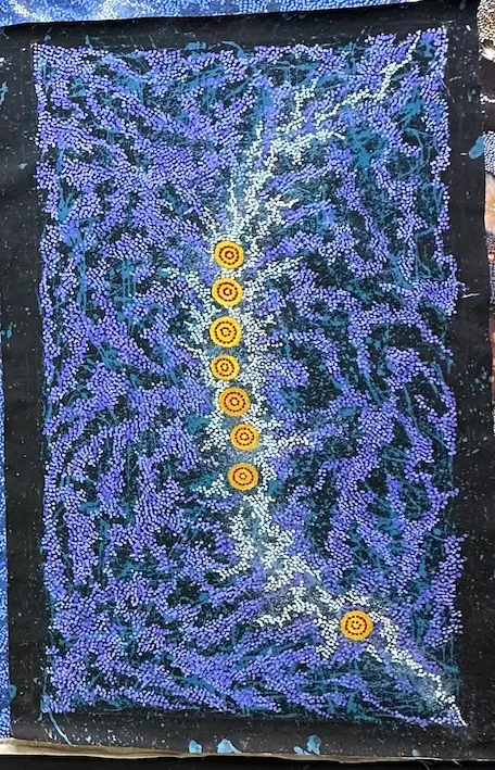 Gabrielle Possum Nungarrayi, Seven Sisters Dreaming, 2010, synthetic polymer paint on canvas, 186.5 x 128.5 cm