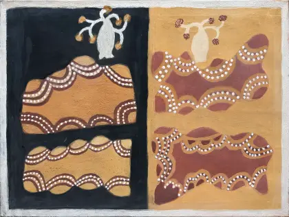 Hector Jandanay, Diawun, 1997, natural earth pigments on canvas, 90.5 x 120 cm