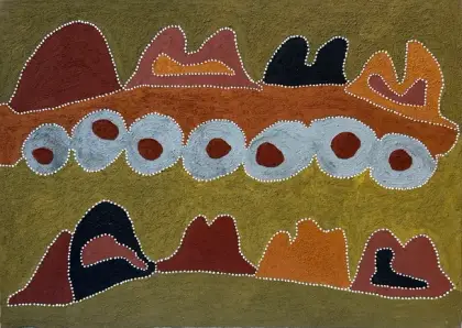 Shirley Purdie, Sandfrog Dreaming, 2000, natural earth pigments on canvas, 140 x 150 cm