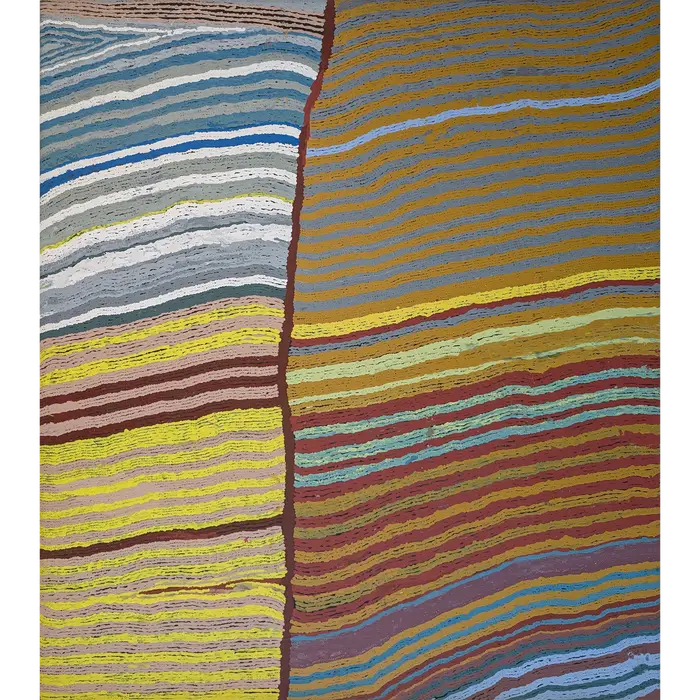 Judy Napangardi Watson, Hairstring Dreaming, 2000, synthetic polymer paint on canvas, 142 x 125 cm