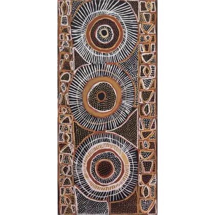 Jean Baptiste Apuatimi, Jirtaka - Saw Fish Design, 2004, natural earth pigments on canvas, 115 x 53.5 cm