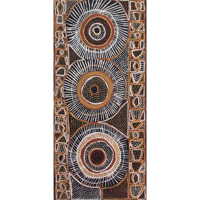 Jean Baptiste Apuatimi, Jirtaka - Saw Fish Design, 2004, natural earth pigments on canvas, 115 x 53.5 cm