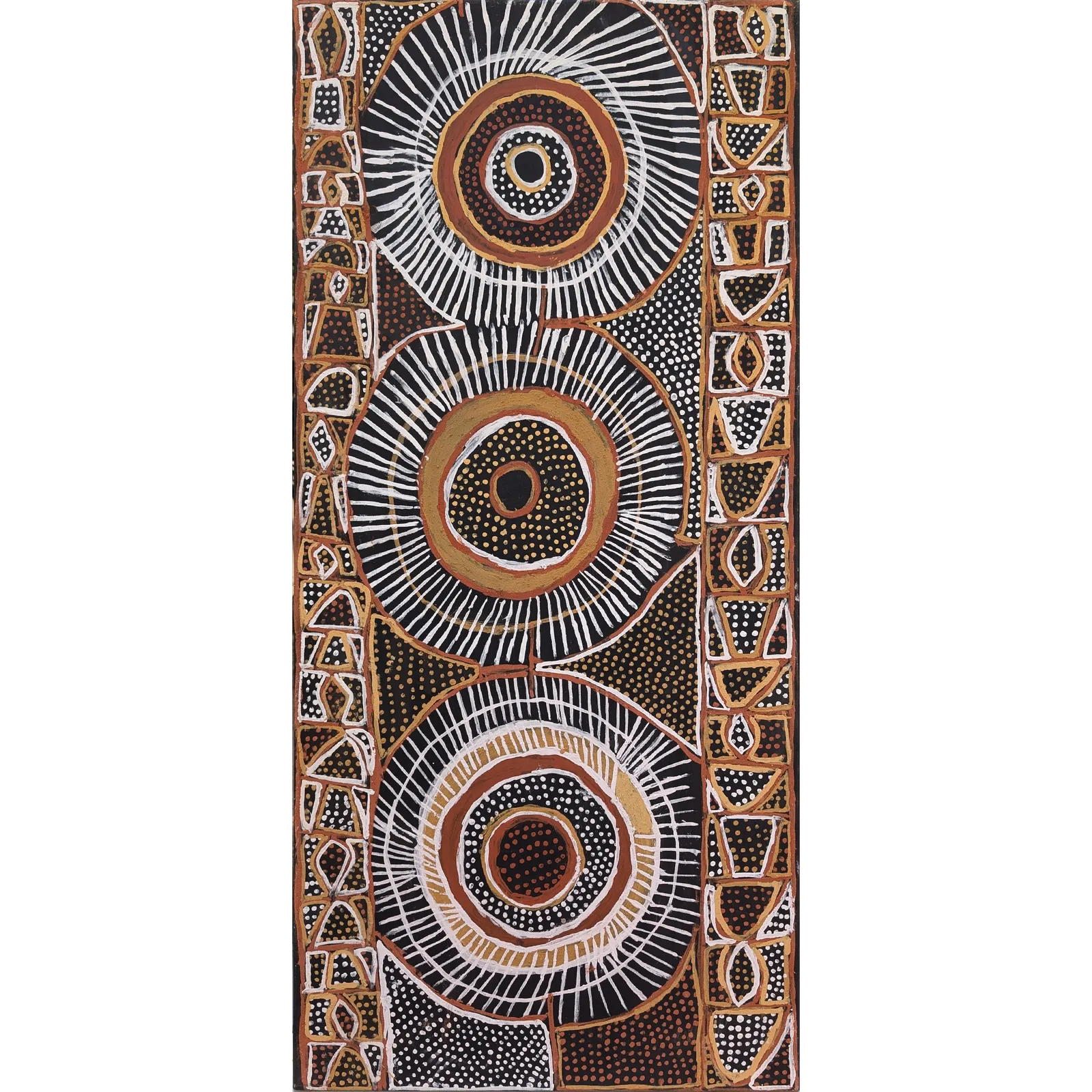 Jean Baptiste Apuatimi, Jirtaka - Saw Fish Design, 2004, natural earth pigments on canvas, 115 x 53.5 cm