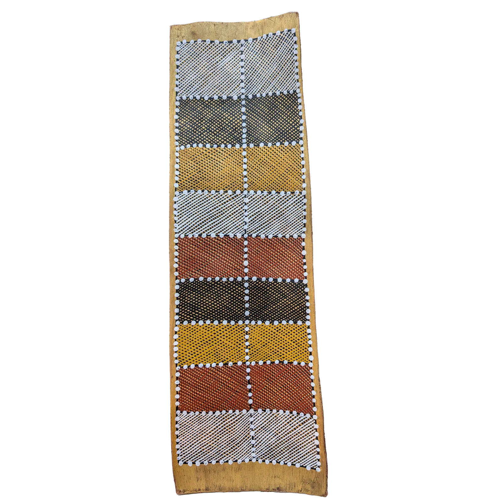 Davis Namarriki, Untitled, 2022, natural earth pigments on bark, 56.5 x 17 cm