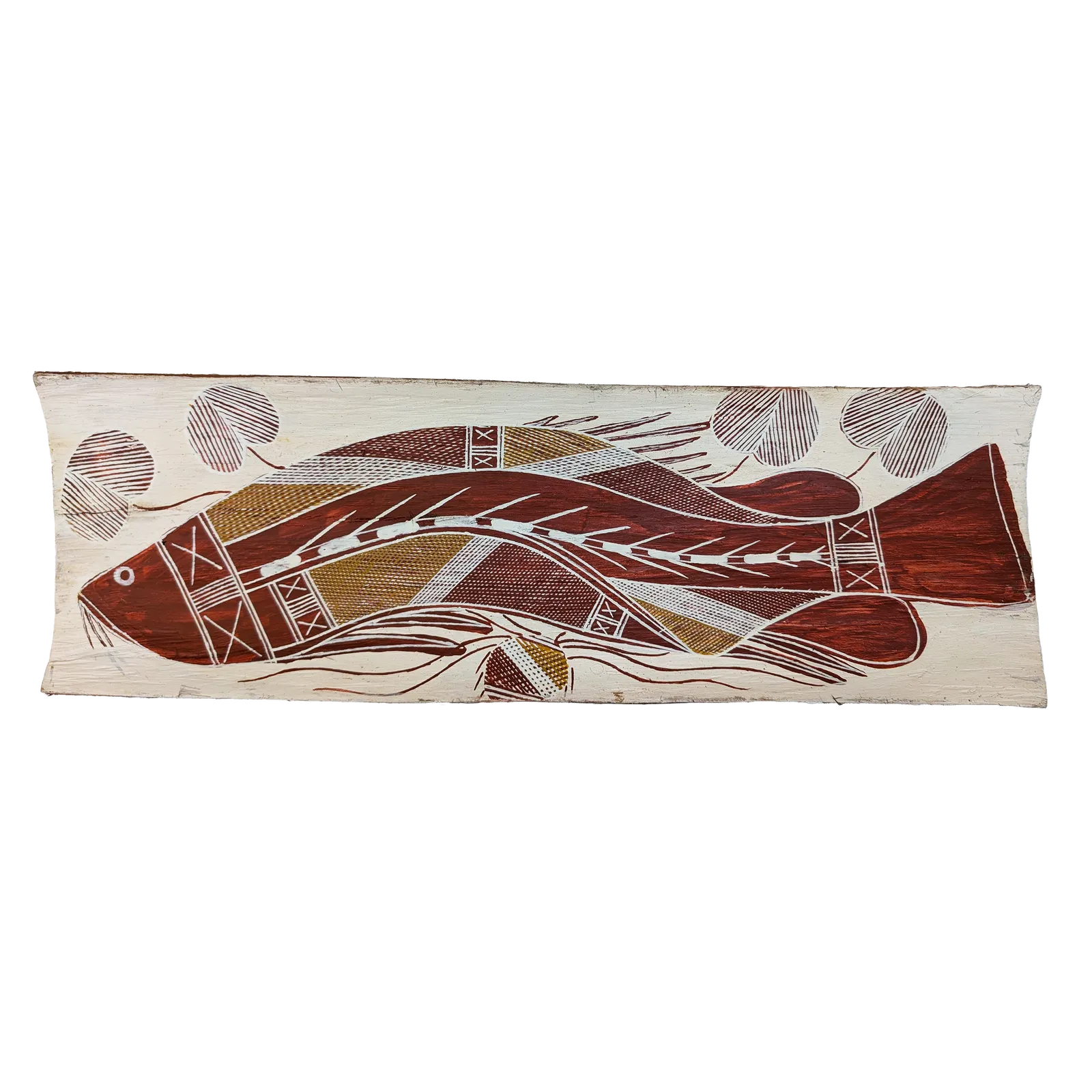 Brendon Dirdi, Saratoga, 2022, natural earth pigments on bark, 47.5 x 15 cm