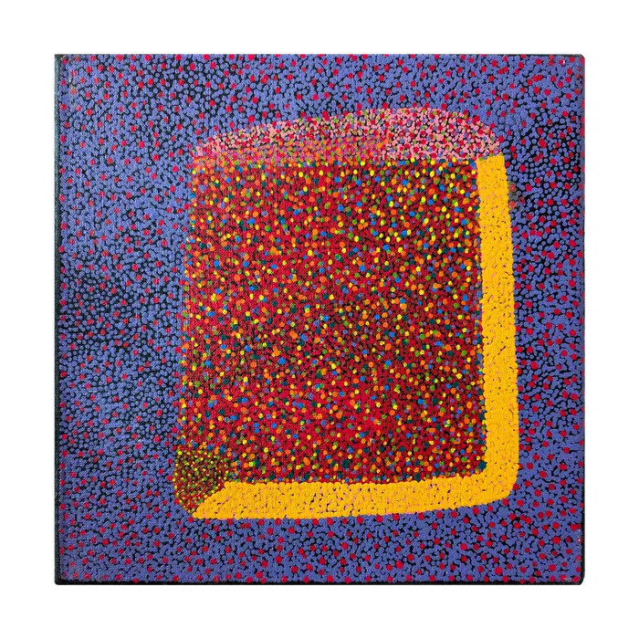 Josepha (Josie) Petrick Kemarre, Angkwerrpme (Bush Plum or Mistletoe), 2021, synthetic polymer paint on linen, 30 x 30 cm