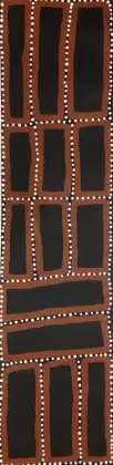 Walala Tjapaltjarri, Tingari Sites, c.2008, synthetic polymer paint on canvas, 120 x 29 cm