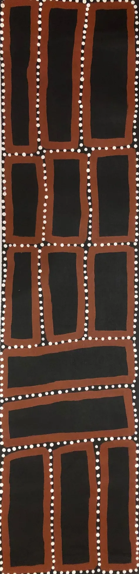 Walala Tjapaltjarri, Untitled, c.2008, synthetic polymer paint on canvas, 120 x 29 cm