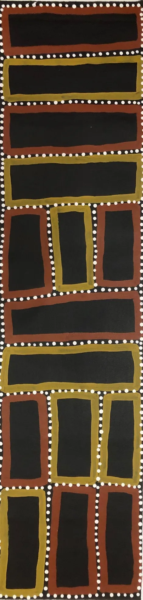Walala Tjapaltjarri, Untitled, c.2008, synthetic polymer paint on canvas, 120 x 30 cm