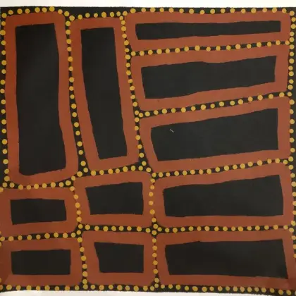 Walala Tjapaltjarri, Tingari Sites, c.2008, synthetic polymer paint on canvas, 50 x 53 cm