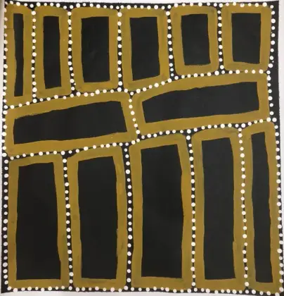Walala Tjapaltjarri, Tingari Sites, c.2008, synthetic polymer paint on canvas, 51 x 53 cm