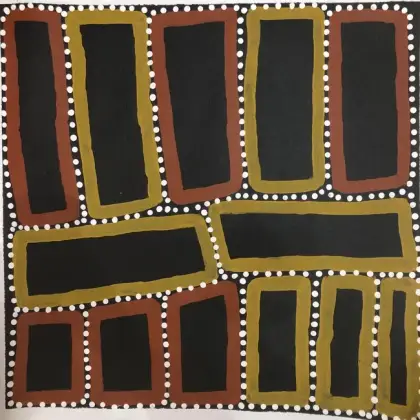 Walala Tjapaltjarri, Tingari Sites, c.2008, synthetic polymer paint on canvas, 55 x 54 cm