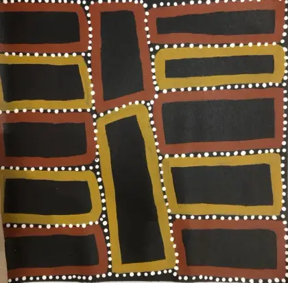Walala Tjapaltjarri, Tingari Sites, c.2008, synthetic polymer paint on canvas, 55 x 59 cm