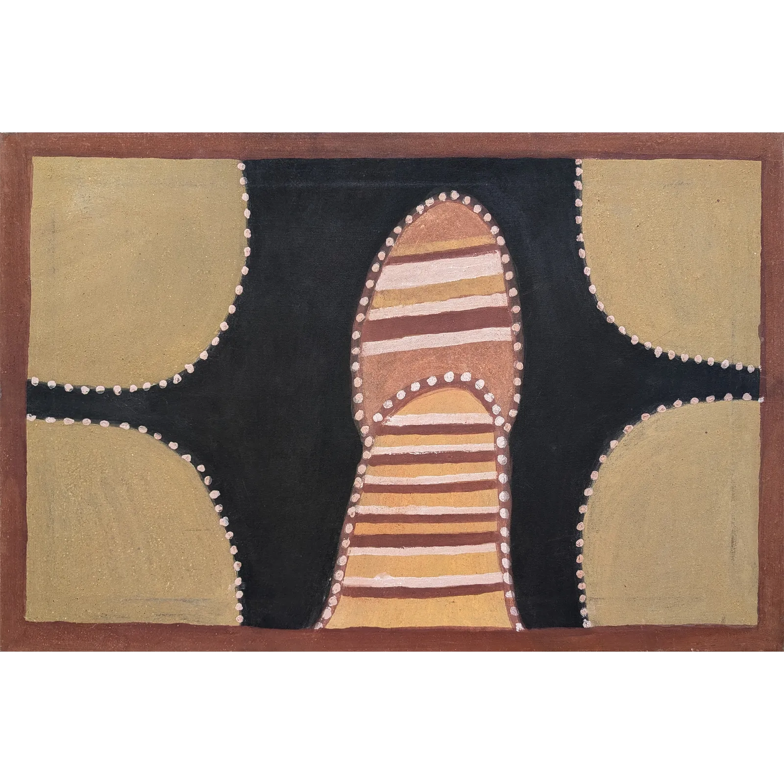 Hector Jandanay, Bungnarrumbine (Fishing Place), 1997, natural earth pigments on canvas, 60 x 90 cm
