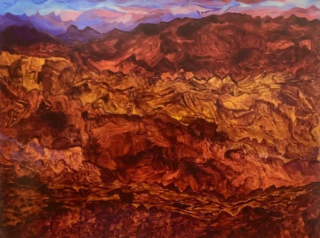 Angelina George, Near Ruined City, 2007, synthetic polymer paint on canvas, 120 x 158 cm