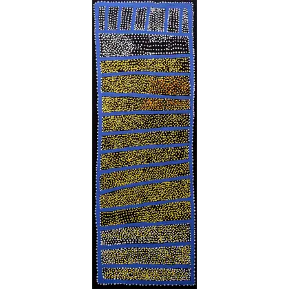 Shorty Jangala Robertson, Ngapa Jukurrpa (Water dreaming), 2006, synthetic polymer paint on Belgian linen, 122 x 46 cm