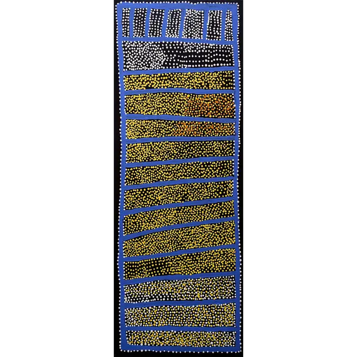 Shorty Jangala Robertson, Ngapa Jukurrpa (Water dreaming), 2006, synthetic polymer paint on Belgian linen, 122 x 46 cm