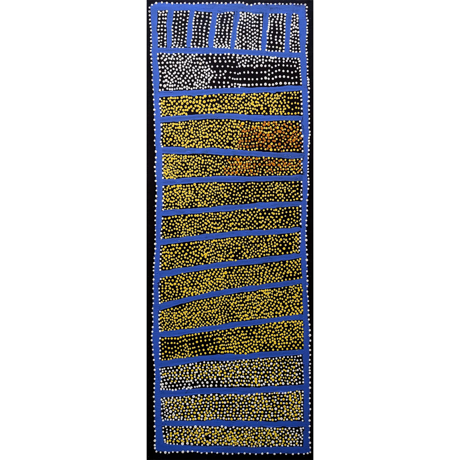 Shorty Jangala Robertson, Ngapa Jukurrpa (Water dreaming), 2006, synthetic polymer paint on Belgian linen, 122 x 46 cm
