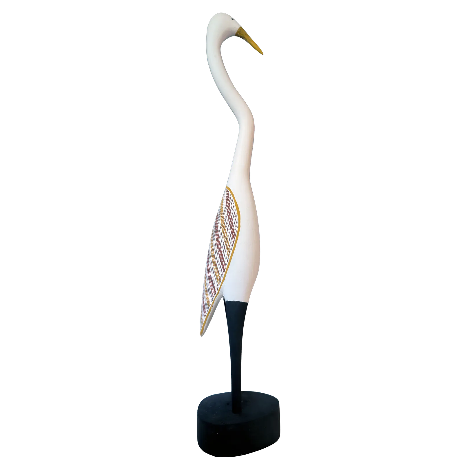 Phillip Morris, Gomaria (Egret bird), natural earth pigments on carved wood, 95 x 11 cm