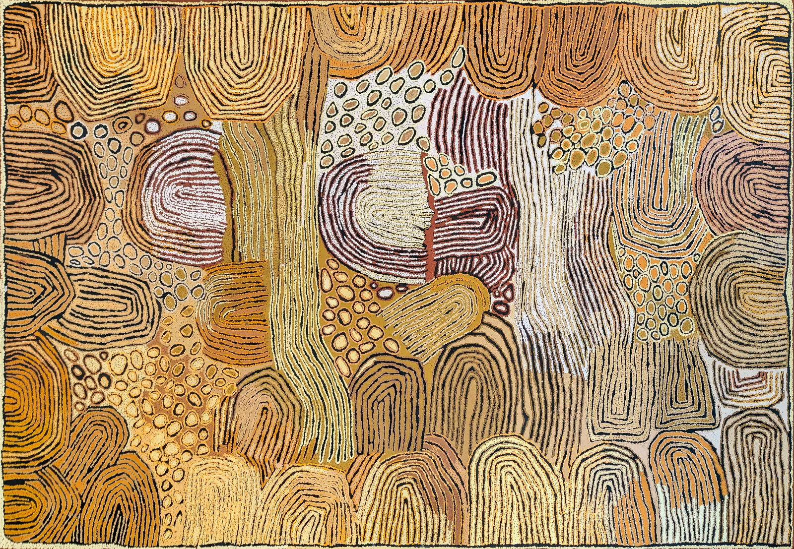 Walangkura Napanangka II, Women's Ceremony - Kutungka, 2005, synthetic polymer paint on canvas, 182 x 296 cm