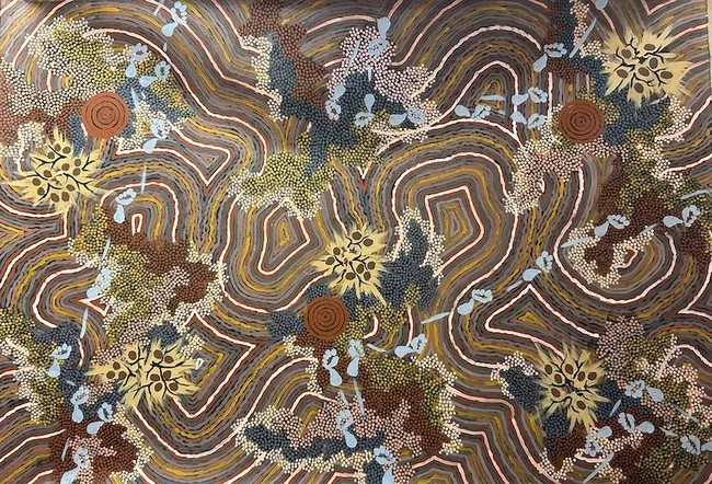 Clifford Possum Tjapaltjarri, Napperby Dreaming, 1992, synthetic polymer paint on Belgian linen, 140 x 200 cm