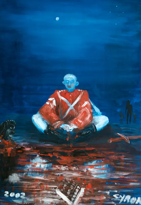 Gordon Syron, Narcissistic Red Coat, 2002, oil on canvas, 57.5 x 40 cm; 77.5 x 59 cm (frame)