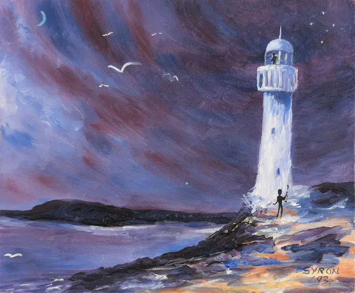 Gordon Syron, Serenity at Black Light House Museum, 1993, oil on canvas board, 30.5 x 25.5 cm