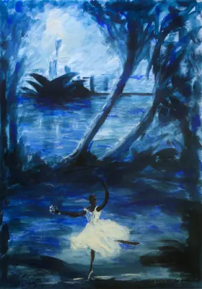 Gordon Syron, Black Ballerina, 2002, oil on canvas, 58 x 41 cm ; 84 x 67 cm frame