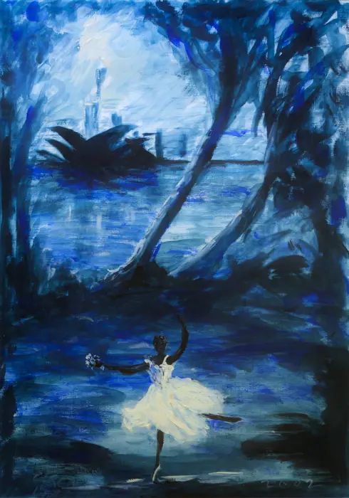 Gordon Syron, Black Ballerina, 2002, oil on canvas, 58 x 41 cm ; 84 x 67 cm frame