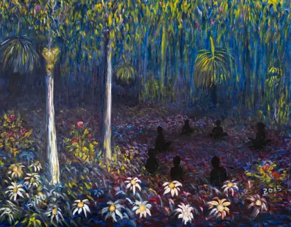 Gordon Syron, Women's Circle, 2015, oil on canvas, 100.5 x 128.5 cm