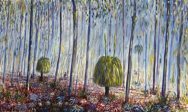 Gordon Syron, Where the wild flowers grew, c.2015, oil on linen, 85 x 140 cm