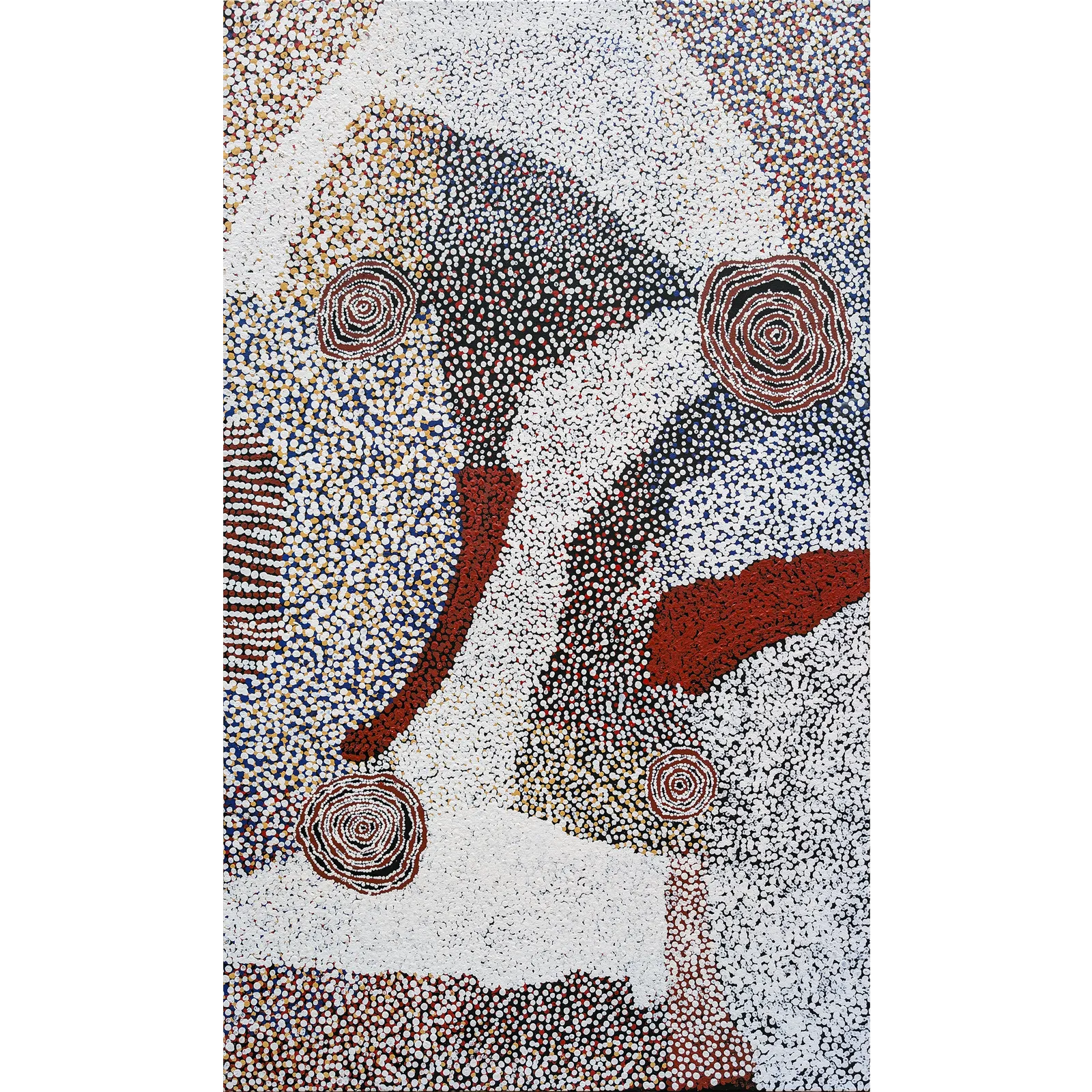 Bill Whiskey Tjapaltjarri, Rockholes Near The Olgas, 2007, synthetic polymer paint on canvas, 91 x 153 cm